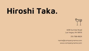 Minimalist Tan and Black Bartender Business Card - page 2