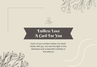 Free  Template: Cartão de amor floral bege simples