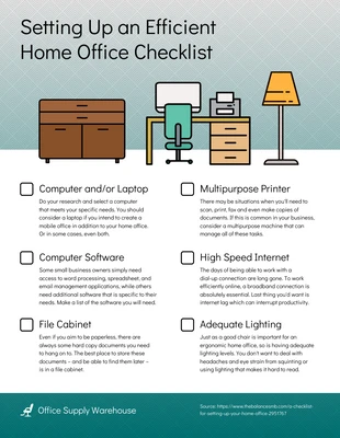 Free  Template: Lista de control para crear una oficina en casa