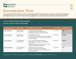 Free Template: CEO Succession Planning Template