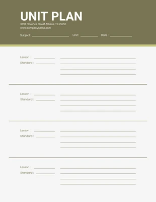 Free  Template: Simple Green Unit Plan