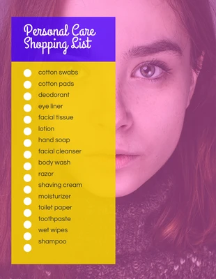 Free  Template: Pink Personal Care Shopping List