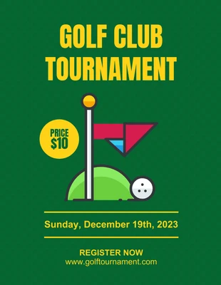 Free  Template: Flyer de tournoi du club de golf Minimalist Green