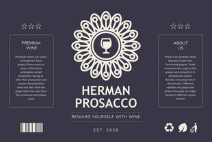premium  Template: Etichetta del vino con illustrazione scura ed elegante