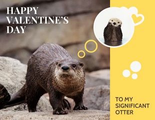 Free  Template: Cute Otter Valentine's Day Card