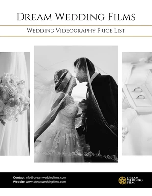 Free  Template: Modello di listino prezzi per videografia di matrimonio