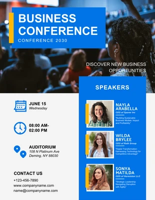 Free  Template: Light Grey And Blue Modern Professional Business Conference Poster
