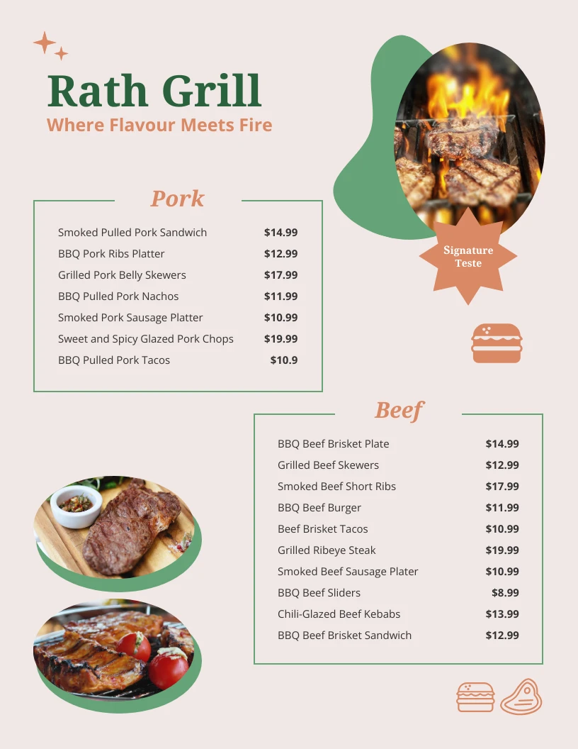 Pastel Green Retro BBQ Menus - Venngage