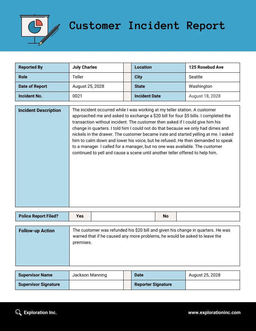 Customer Incident Report Template - Venngage