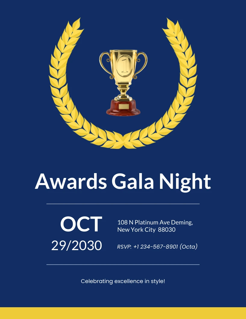 Simple Blue Gold Awards Night Invitation Venngage