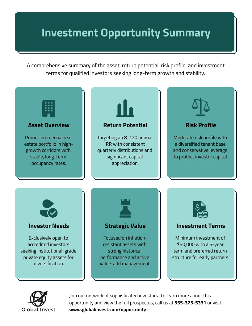 Investment One Pager Template - Venngage