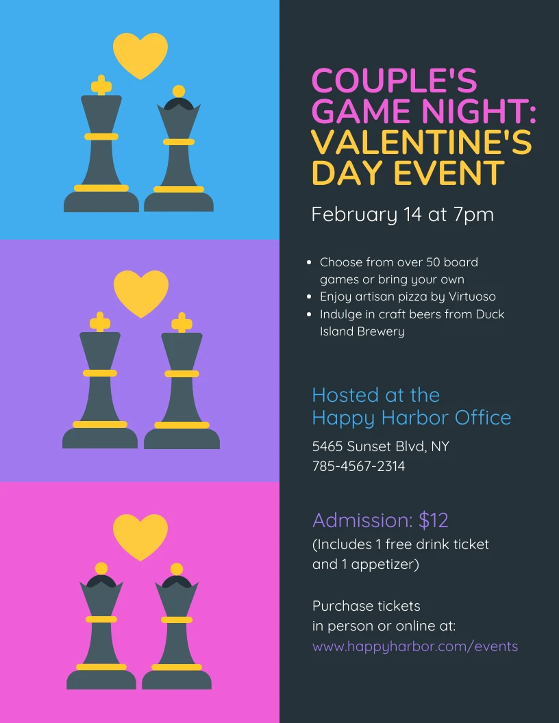 Couple's Game Night Valentine's Day Event Flyer - Venngage