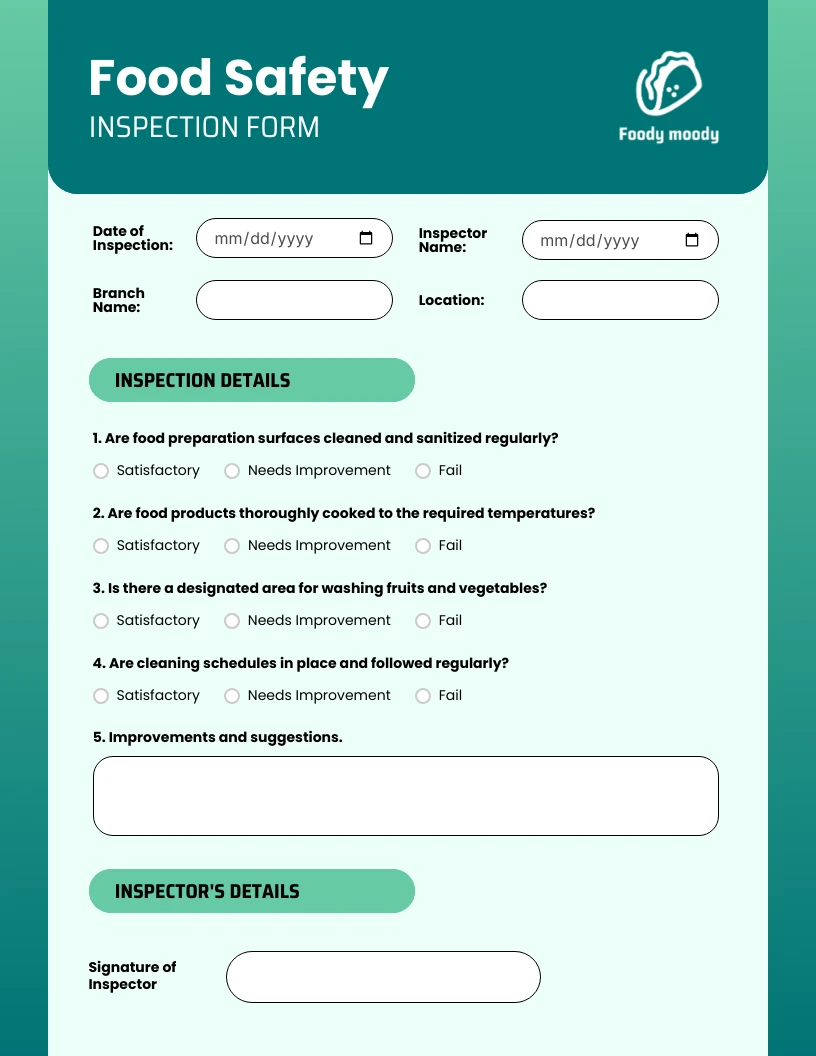Green Inspection Form Template Venngage