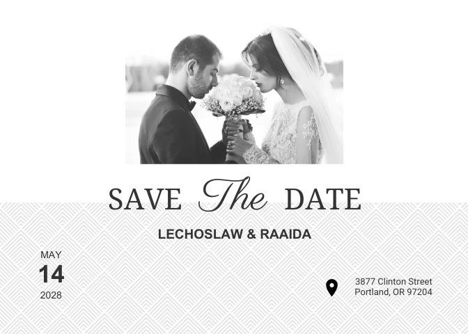 Simple Black and White Save The Date Postcards - Venngage