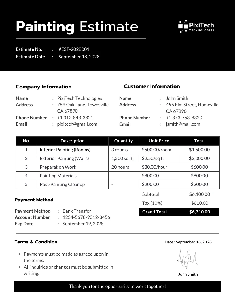 House Painting Estimate Template Venngage