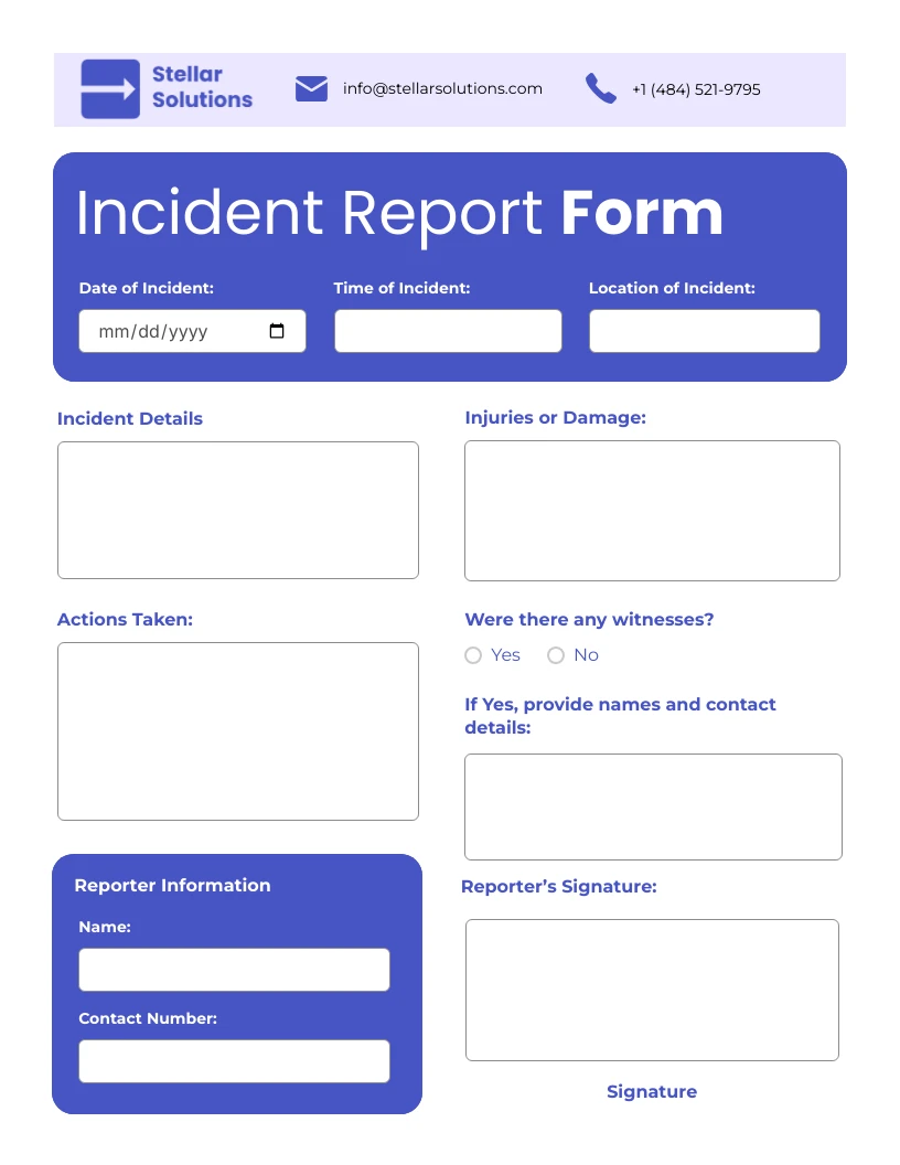 Incident Report Form Template - Venngage