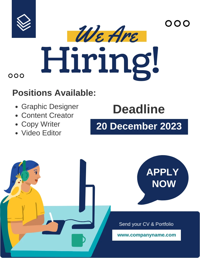 White And Blue Playful We're Hiring Flyer - Venngage