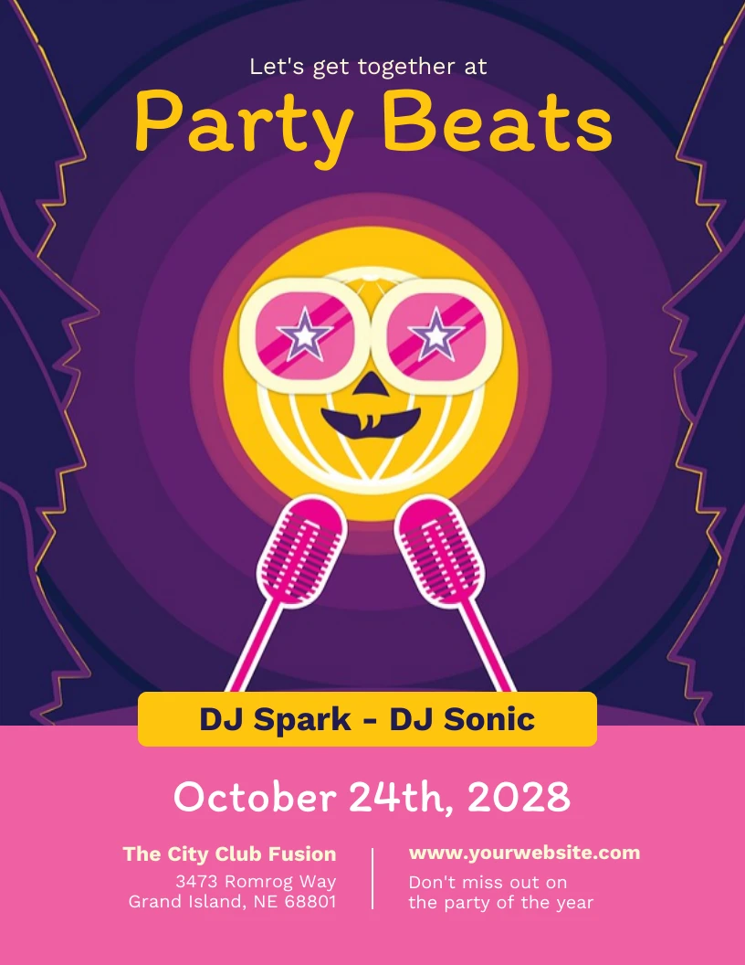 Pink and Yellow DJ Music Party Poster Template - Venngage