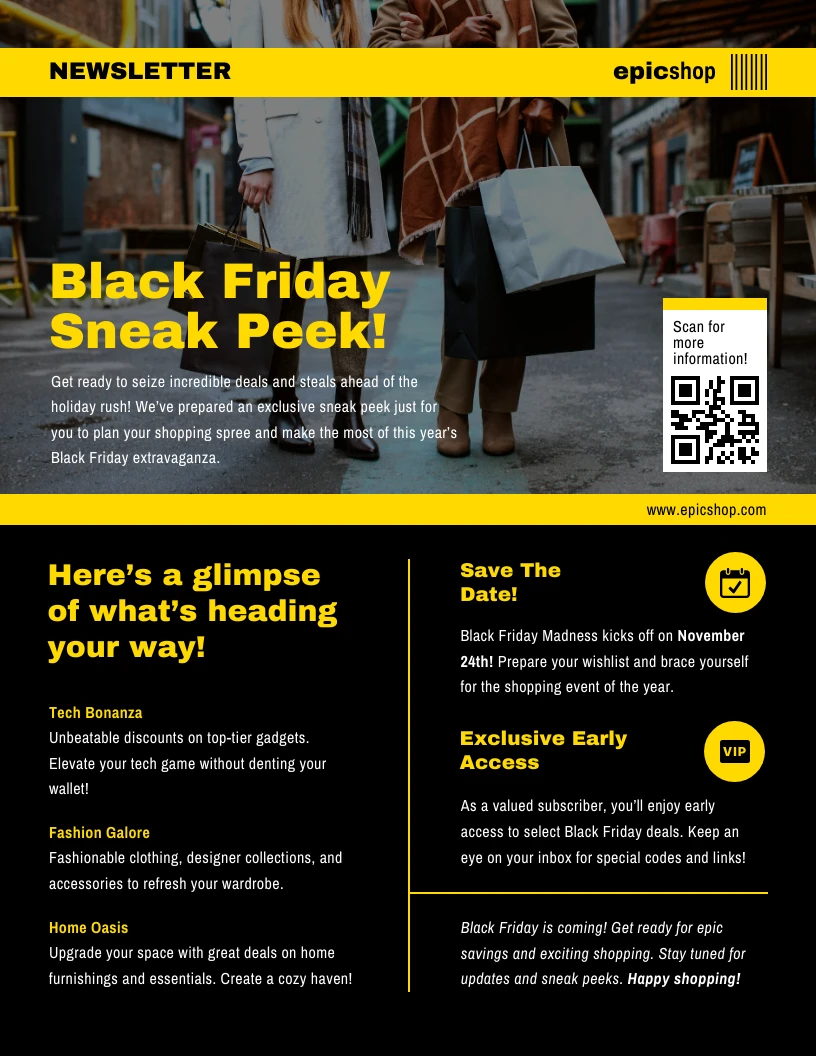 Black Friday Sneak Peek Newsletter Venngage