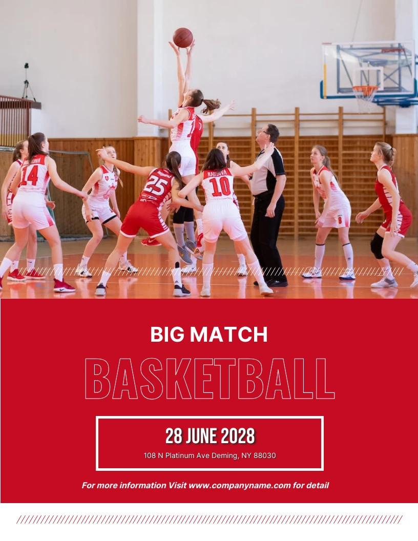 Red Modern Photo Big Match Basketball Poster - Venngage