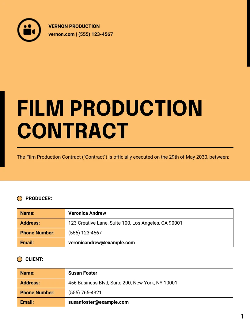 Film Production Contract Template - Venngage