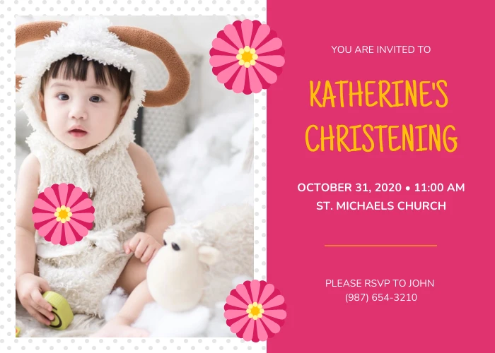 Flower Christening Invitation Venngage