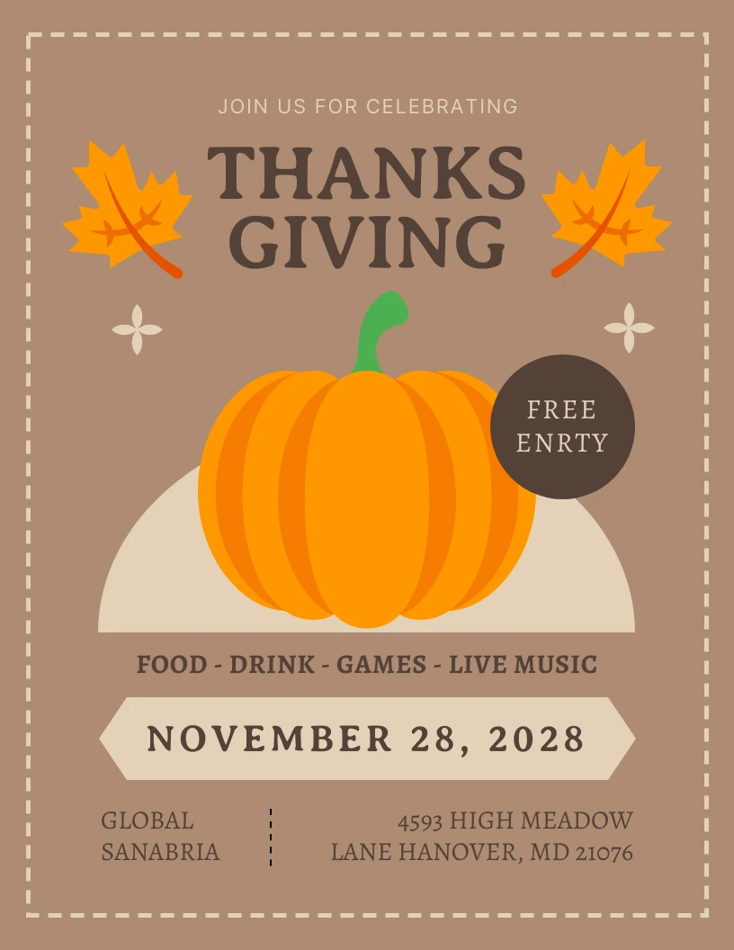 Happy Thanksgiving Day Poster  Free Cards Template - Piktochart