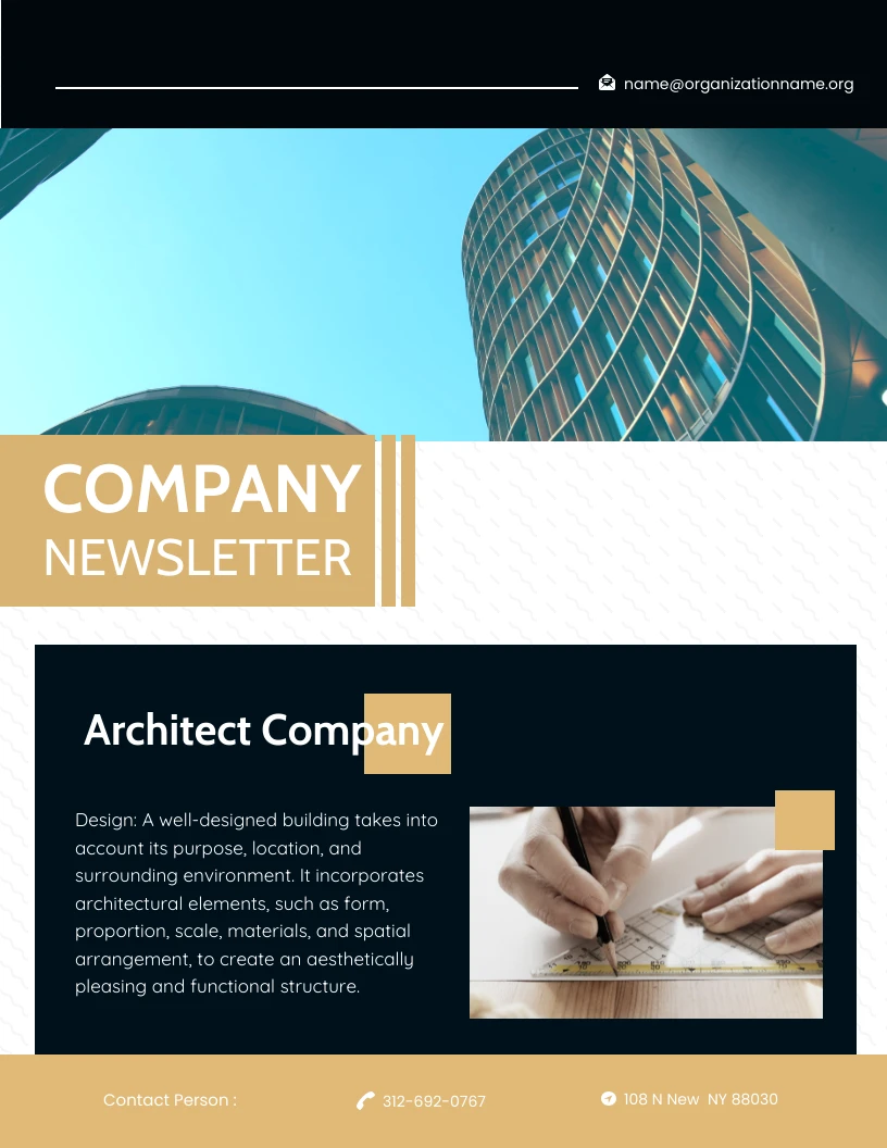 Black Simple Company Newsletters Template - Venngage