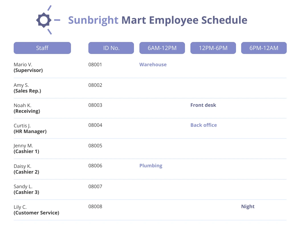 Shift Schedule Template Venngage