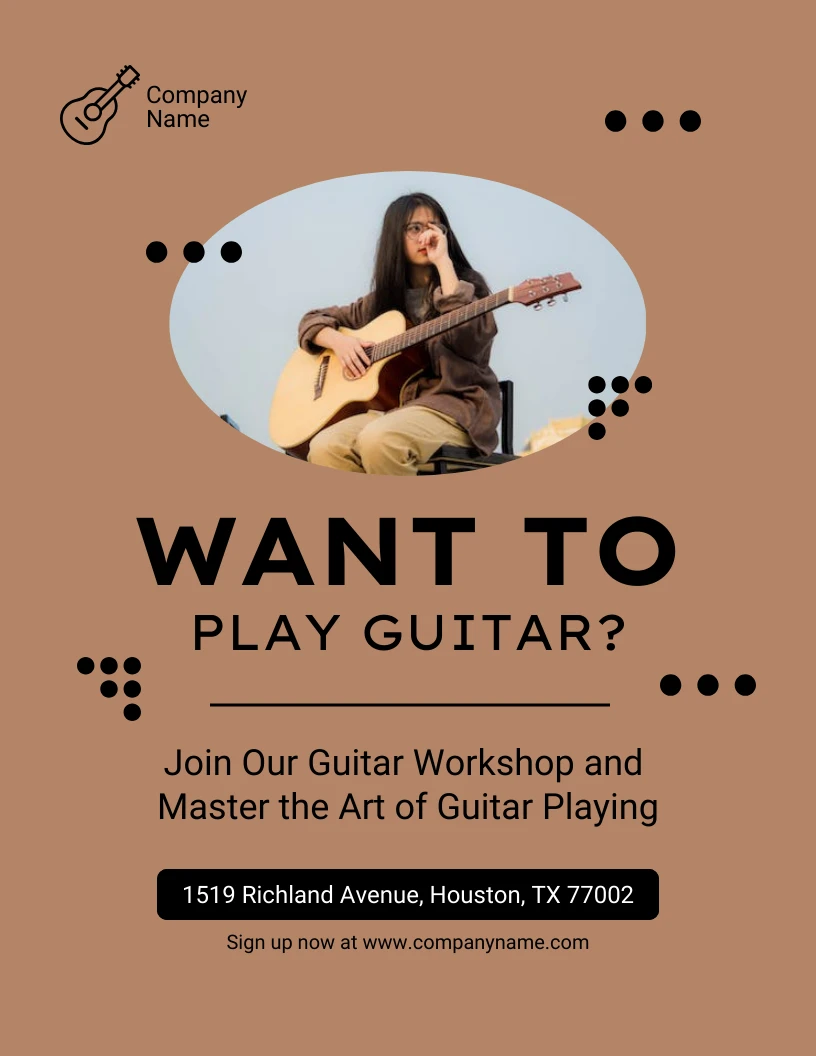 Guitar Workshop Flyer Template - Venngage