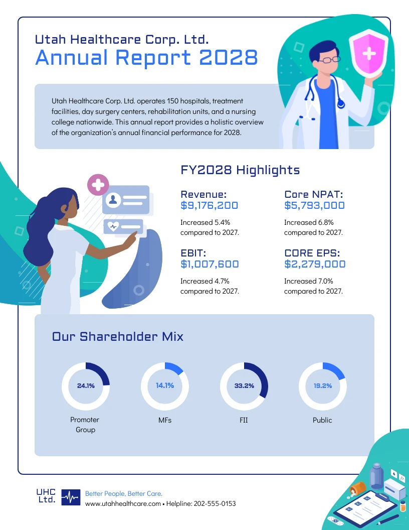 Illustration Healthcare Financial Annual Report Template - Venngage