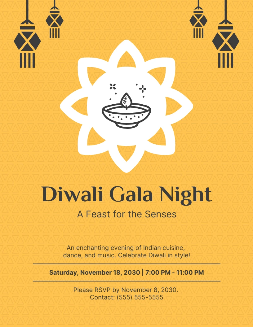 Yellow Modern Texture Diwali Gala Night Poster - Venngage