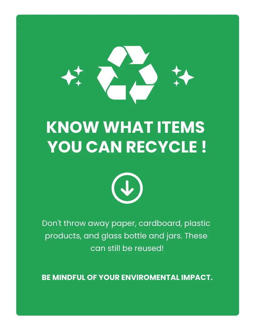 White And Green Simple Recycling Poster - Venngage