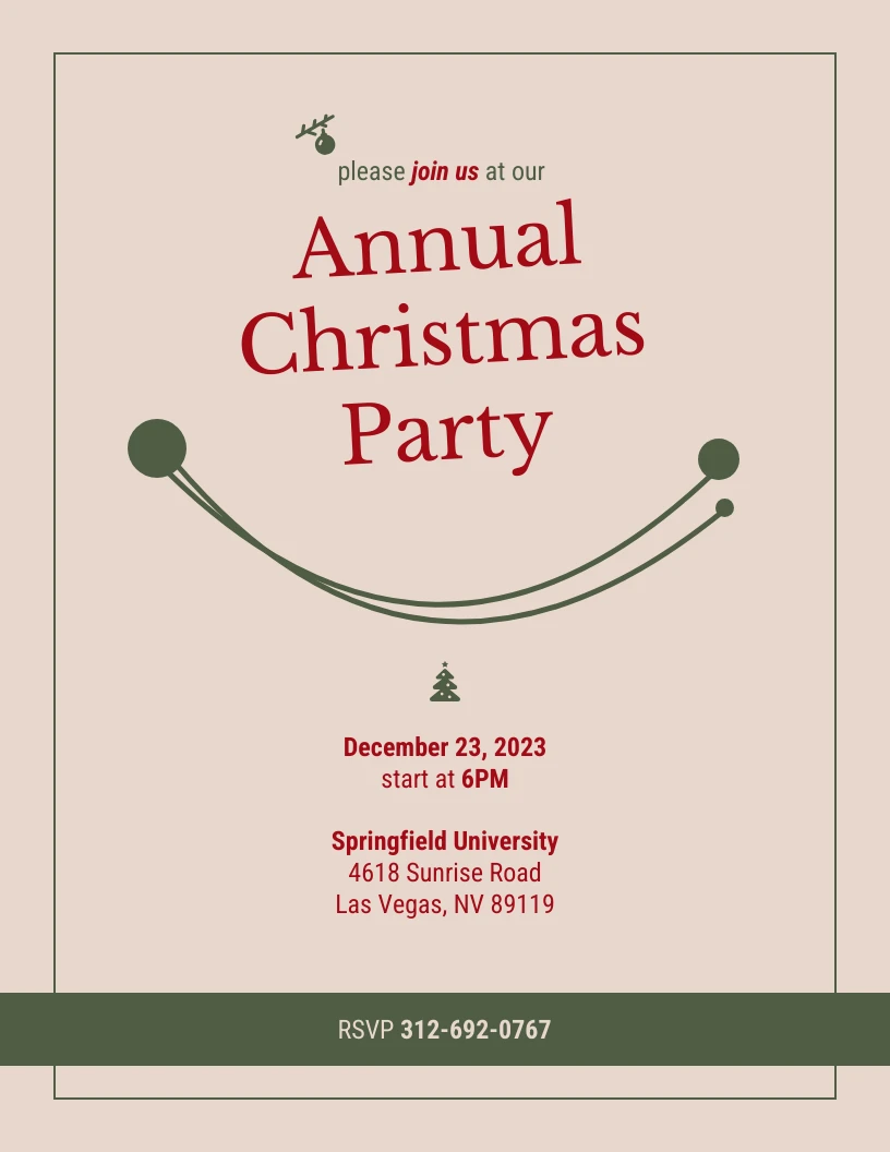 Simple Creamy Green Red Christmas Party Invitation Venngage
