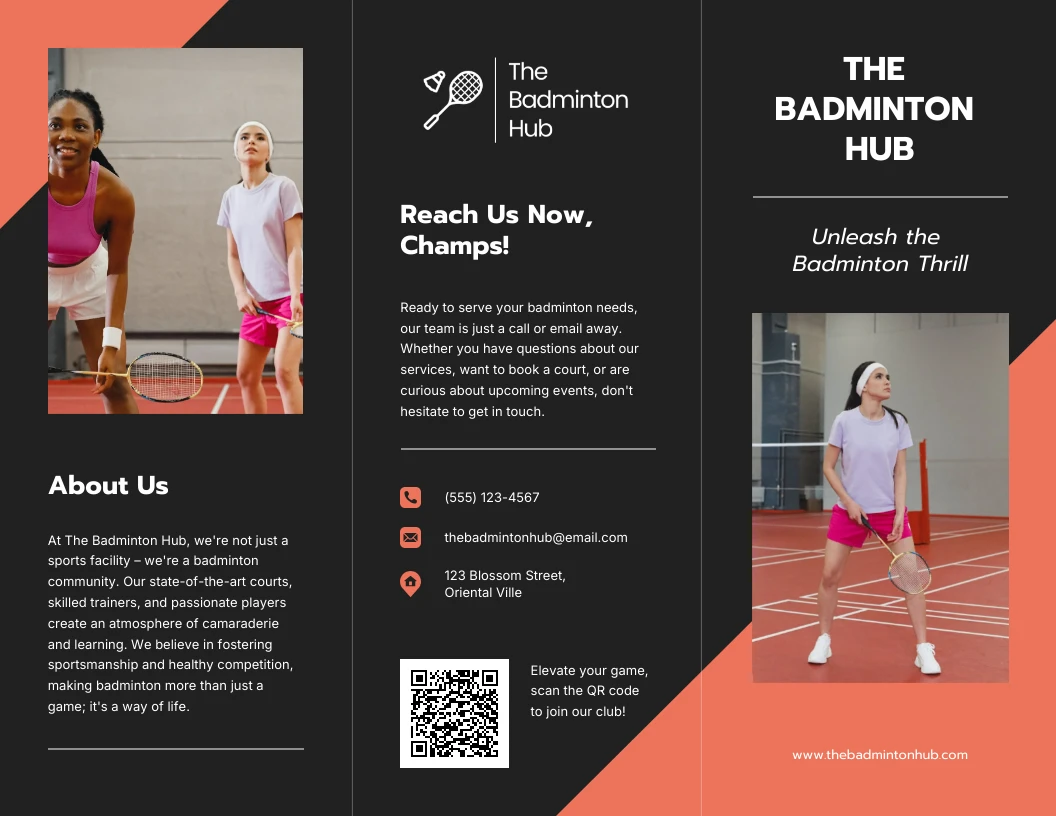 Black Orange Peach Sport Tri-fold Brochure Template - Venngage