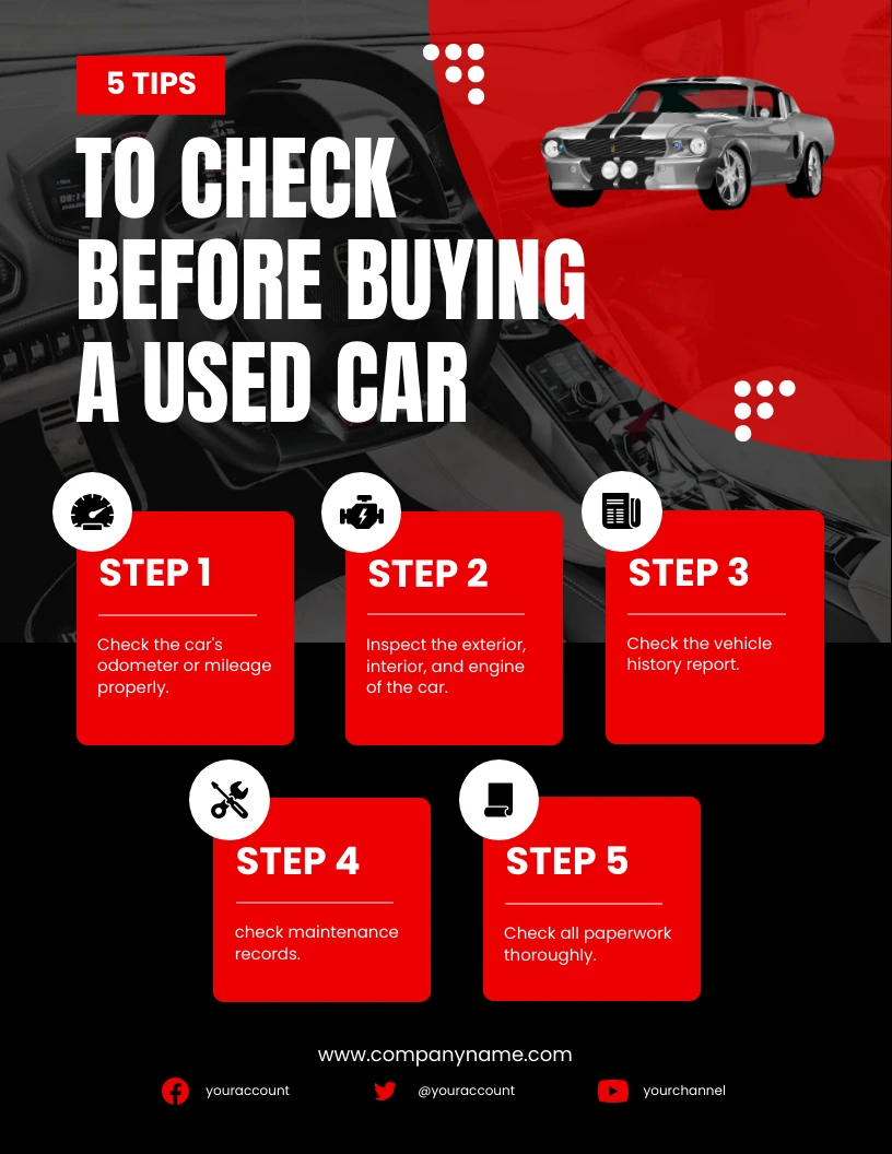 Red and Black Tips to Buying Car Poster Venngage