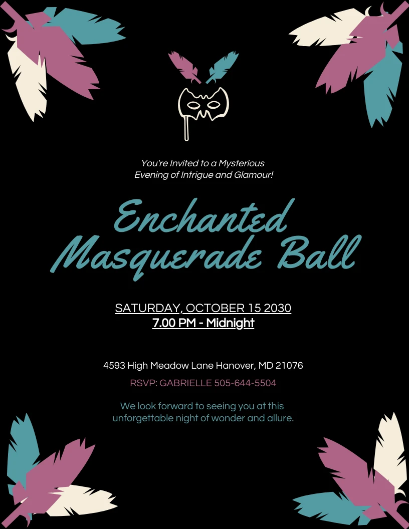 Elegant Masquerade Carnival Party Poster Template - Venngage