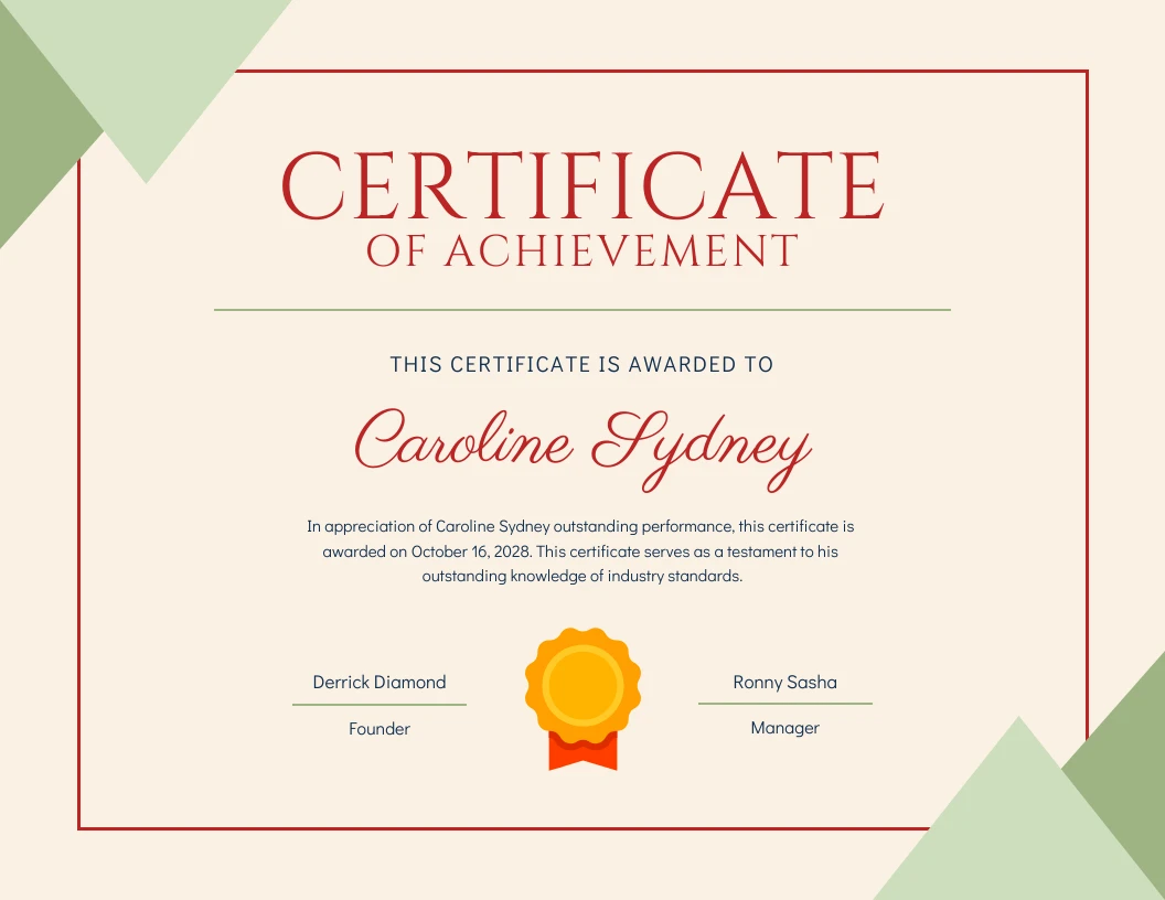 Light Yellow Green Certificate of Achievement Template - Venngage