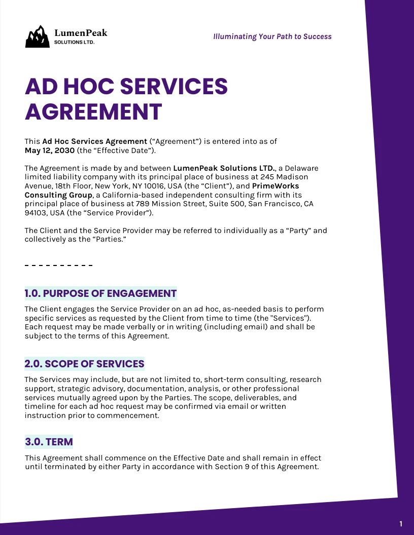 Ad Hoc Contract Template - Venngage