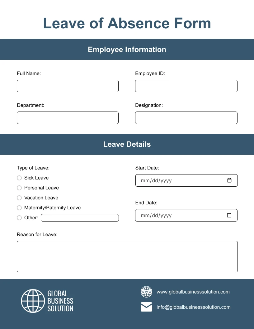 Blue Bayoux Employee Profile Form Template Venngage