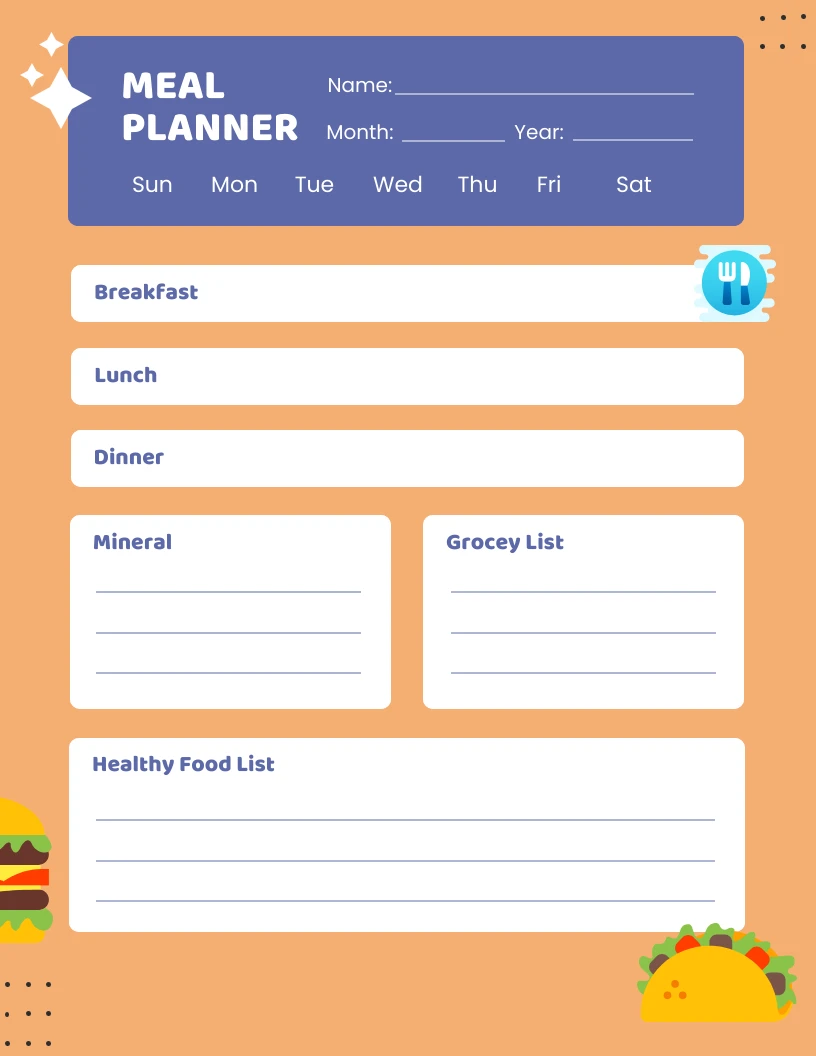 Colorful Weekly Meal Planner - Venngage