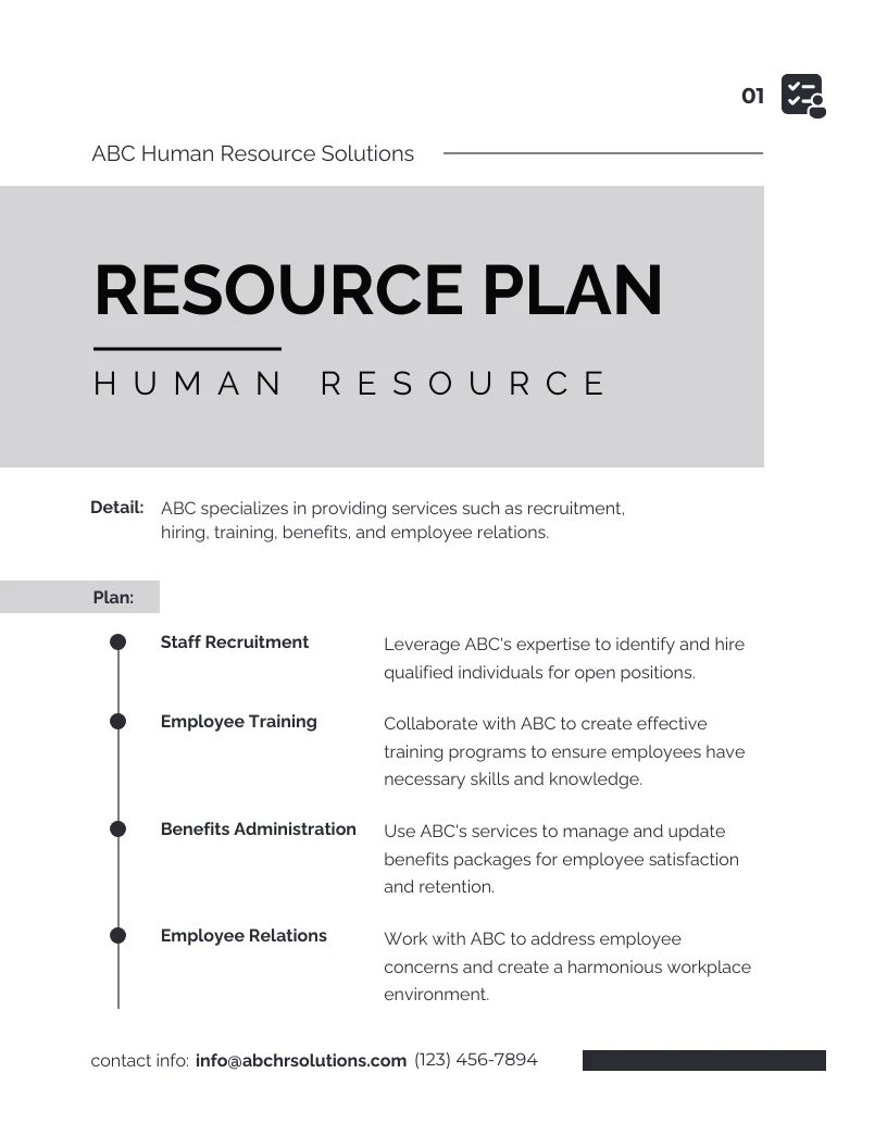 Clean Design Resource Plan Template - Venngage