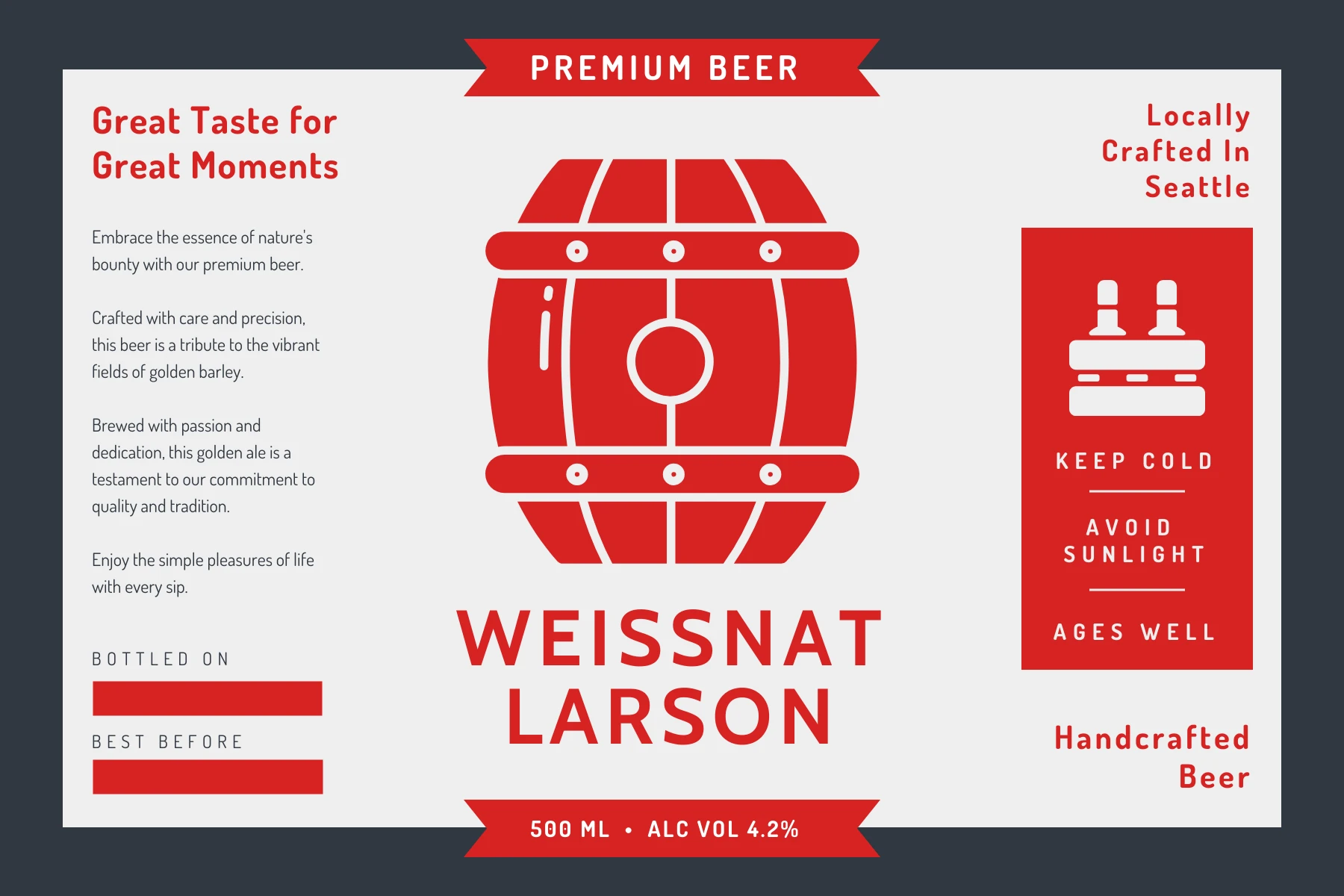 Red and Gray Minimalist Beer Label - Venngage