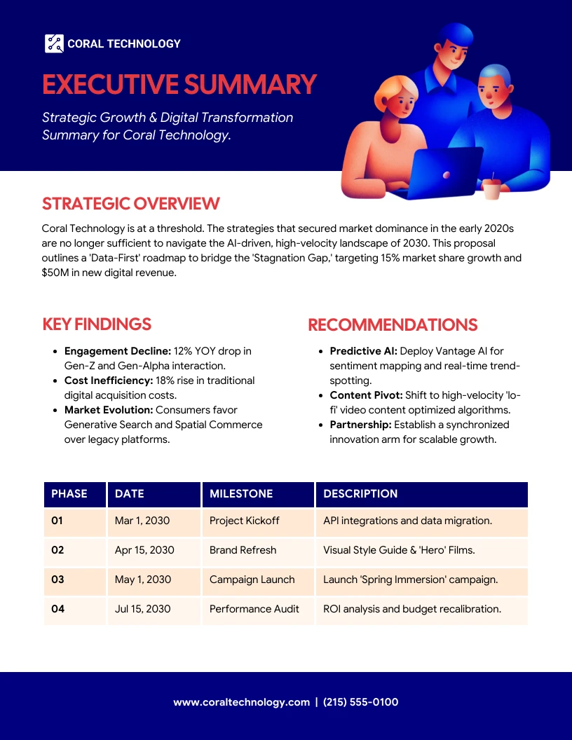 Executive Summary One Pager Template - Venngage