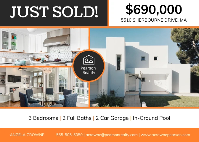 Orange Grid Real Estate Postcard Venngage