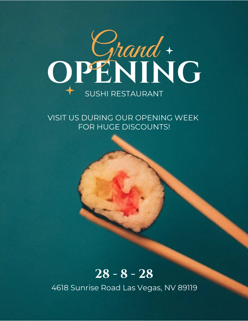 Sushi Restaurant Grand Opening Flyer Template - Venngage