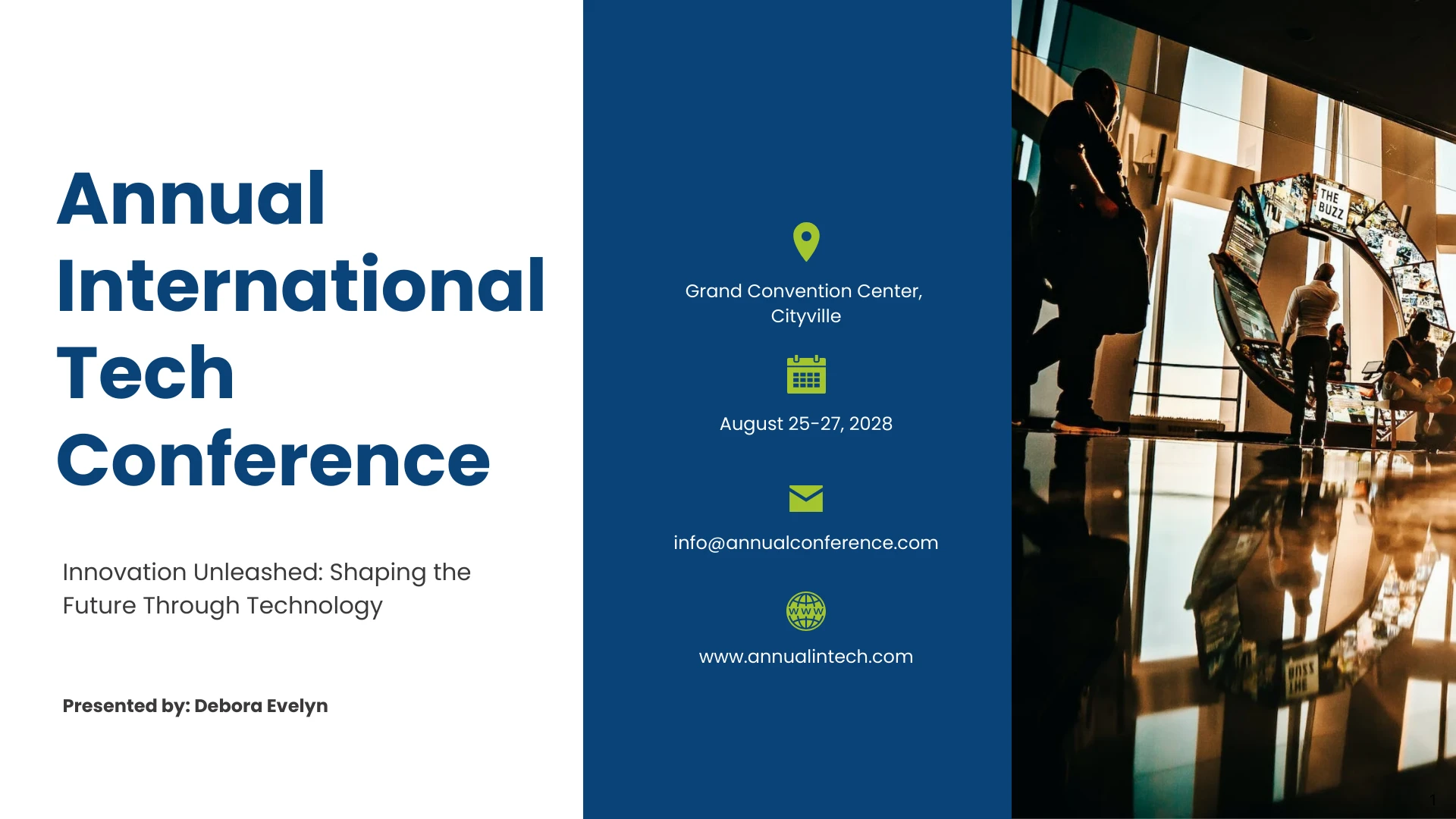 Annual International Tech Conference Presentation Template - Venngage