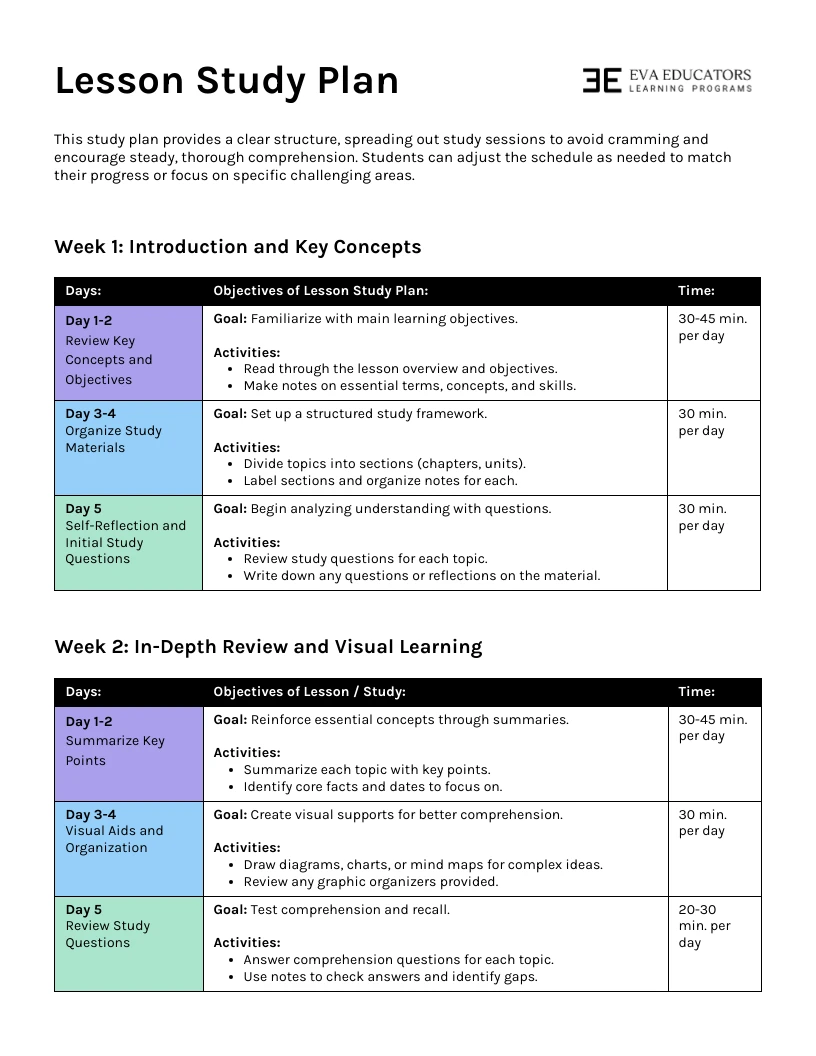 Study Plan Template Venngage