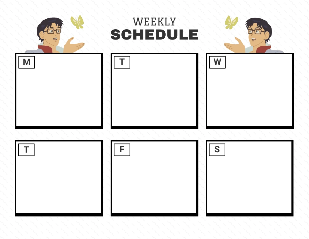 Yellow Simple Weekly Anime Schedule Template - Venngage
