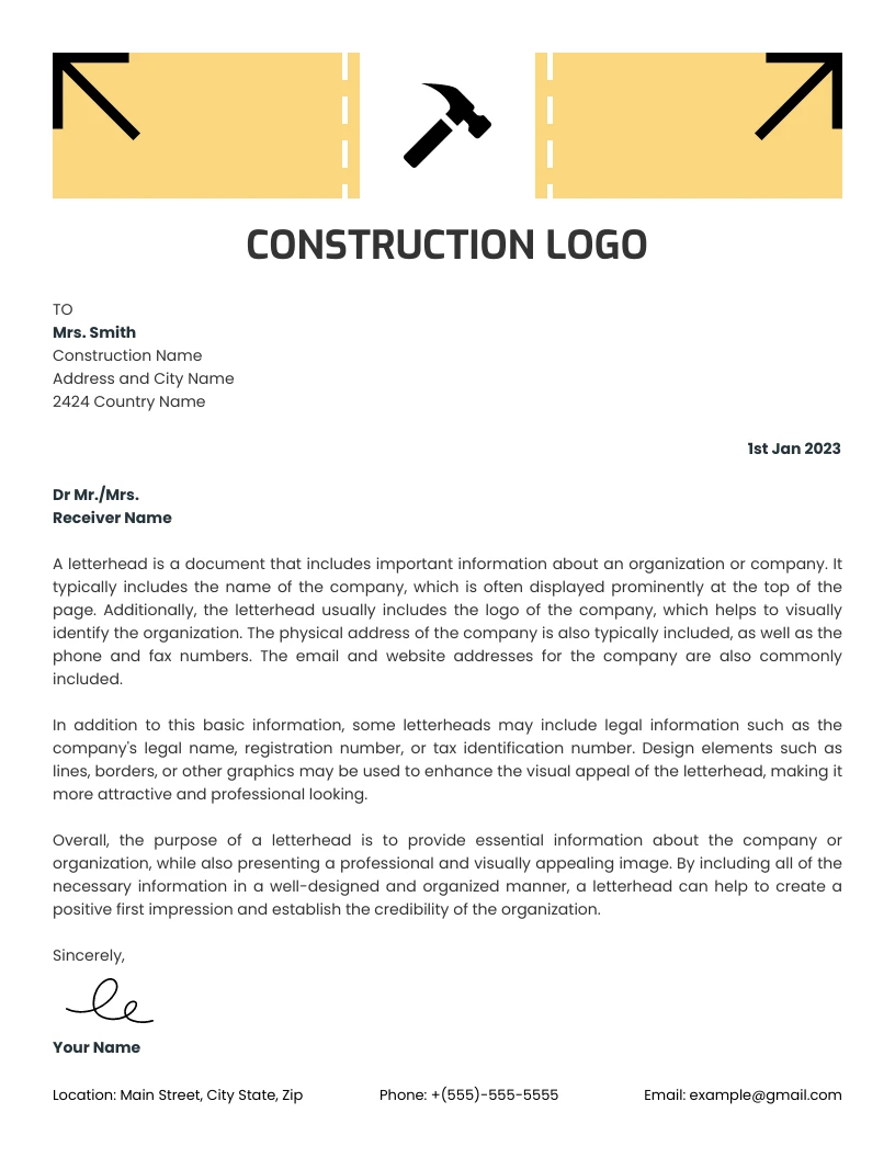 letterhead design for construction company